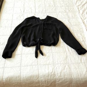 Theory Women's black top size S/P semi sheer crepe